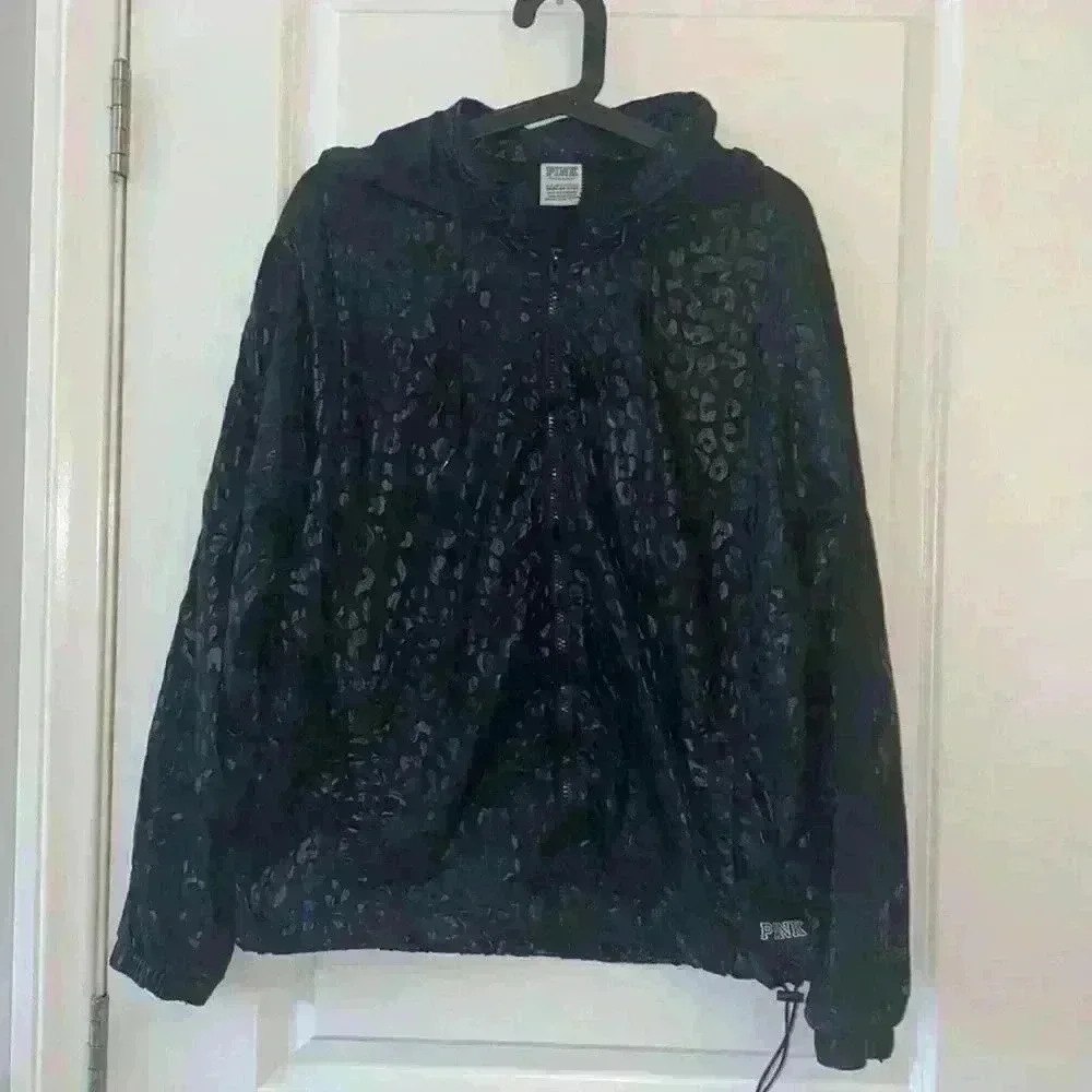 Black Bomber Jacket with Hood and Glossy Finish